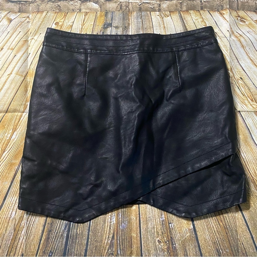 Jack BY BB Dakota Black Faux Vegan Leather Asymmetric Zipper Skirt